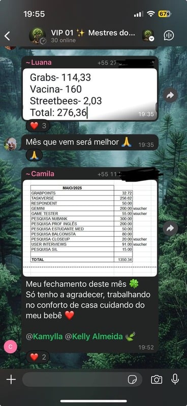 Depoimento de sucesso - Camila ganhou R$ 1350,34 em 30 dias